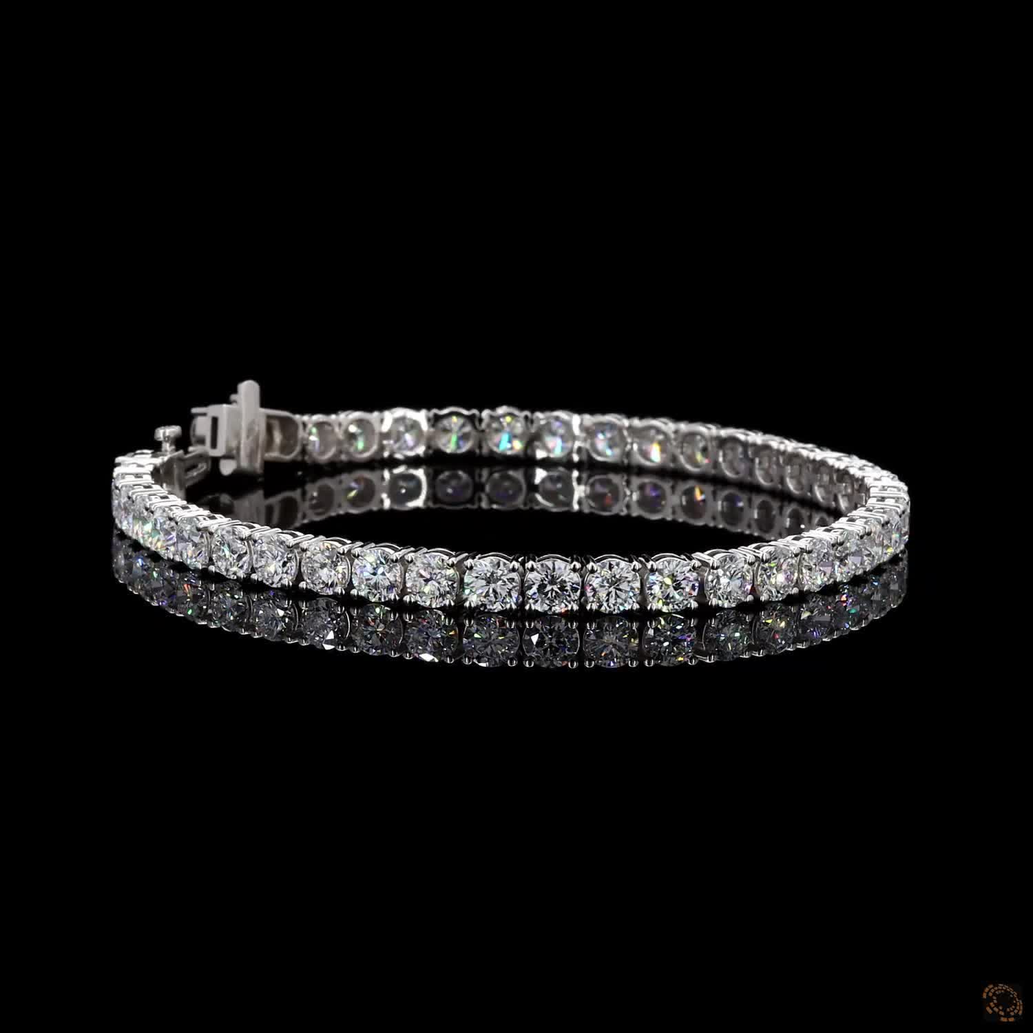 10.76 Ct 14K White Gold Graduated Round  Tennis Bracelet with Double Latch Box Clasp