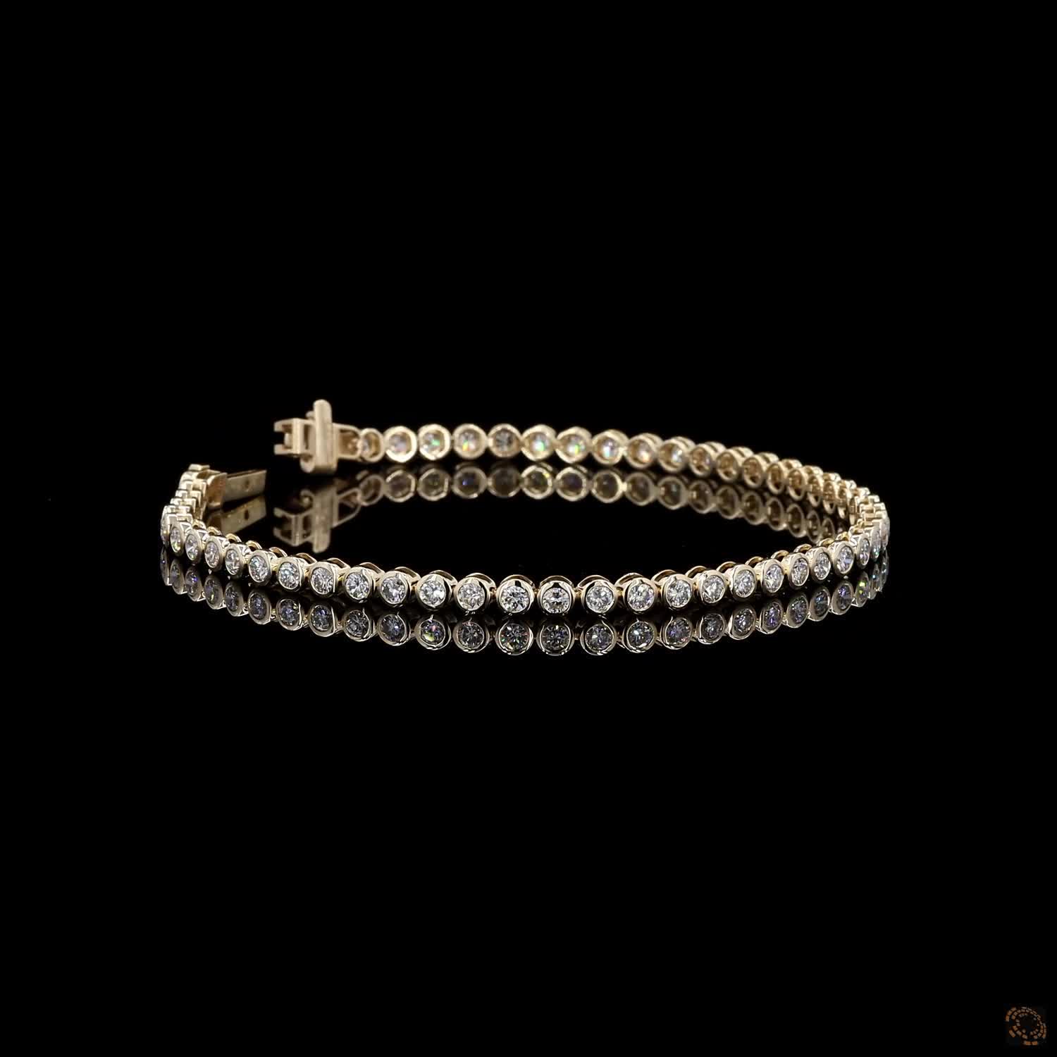 2.77 Ct Bezel Set Round Moissanite Tennis Bracelet in 14K Yellow Gold | Uniform Round Diamond Alternative Line Bracelet