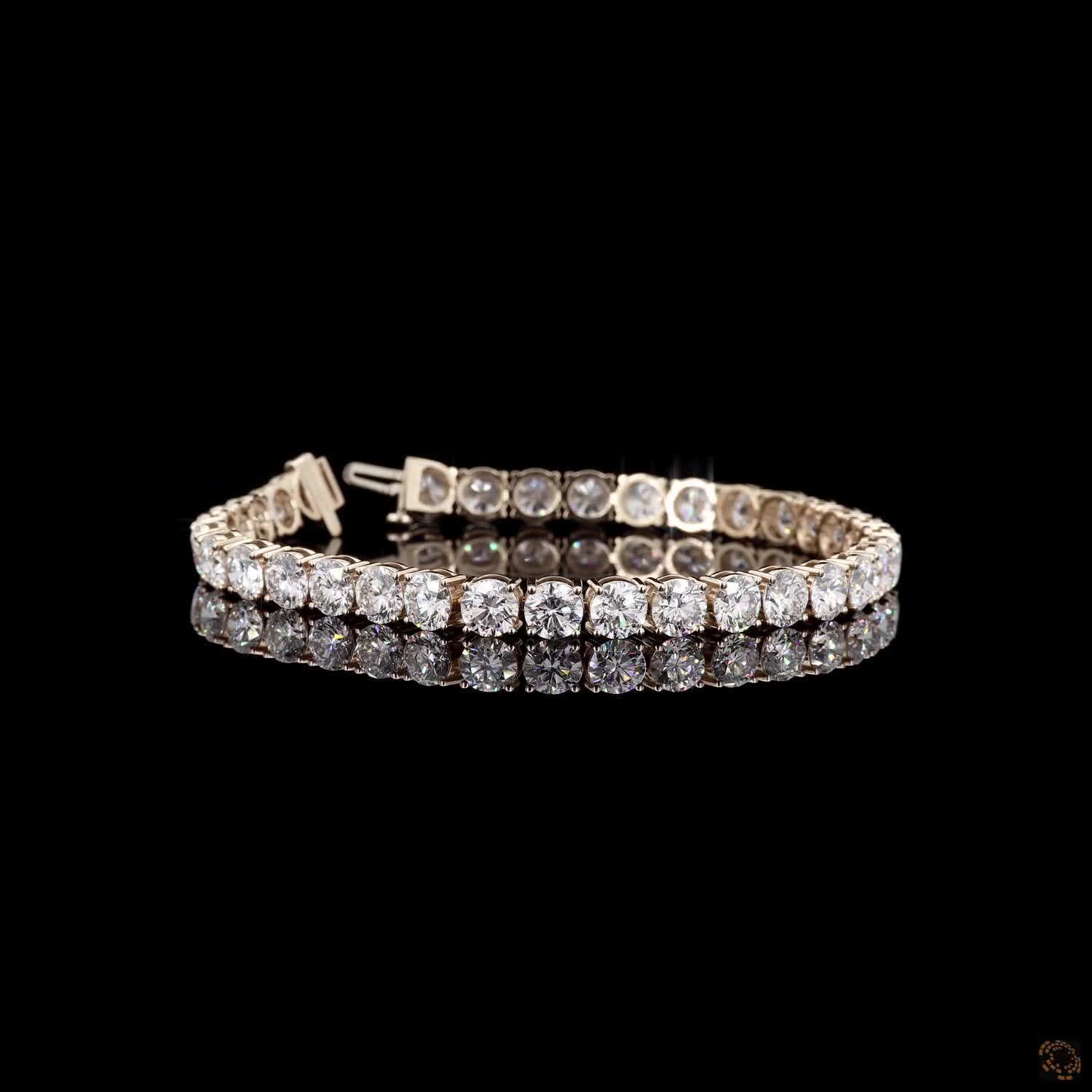 25.24 Ct Round Brilliant Cut Diamond Tennis Bracelet in 14K Yellow Gold – Classic 4-Prong Setting