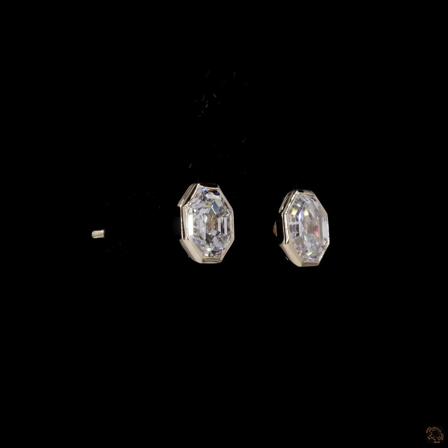 3.10 Ct 14K Yellow GOLD Octagon Shape Studs Earring