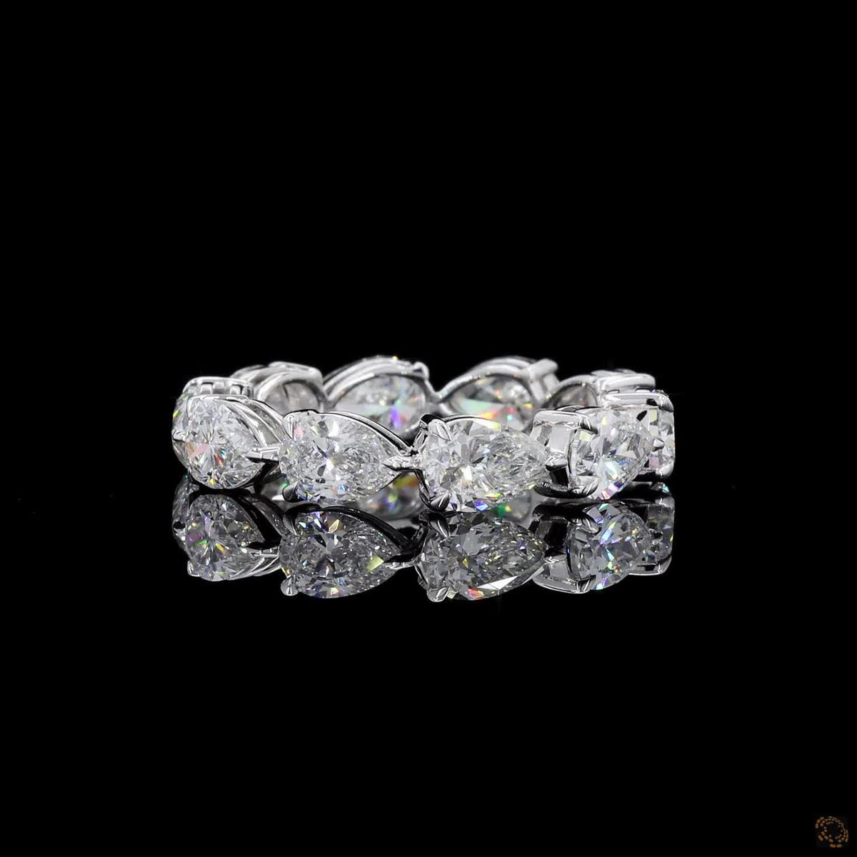 3.76 Ct East-West Pear Cut Diamond Eternity Band in White Gold