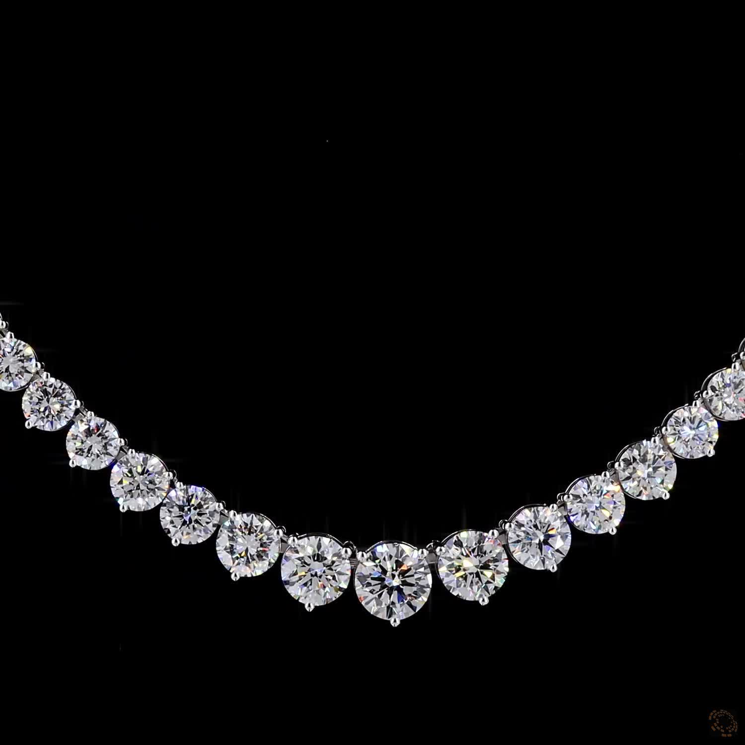 21.17 Ct High-Carat Graduated Round Cut Lab-Grown Diamond Tennis Necklace in 14K White Gold