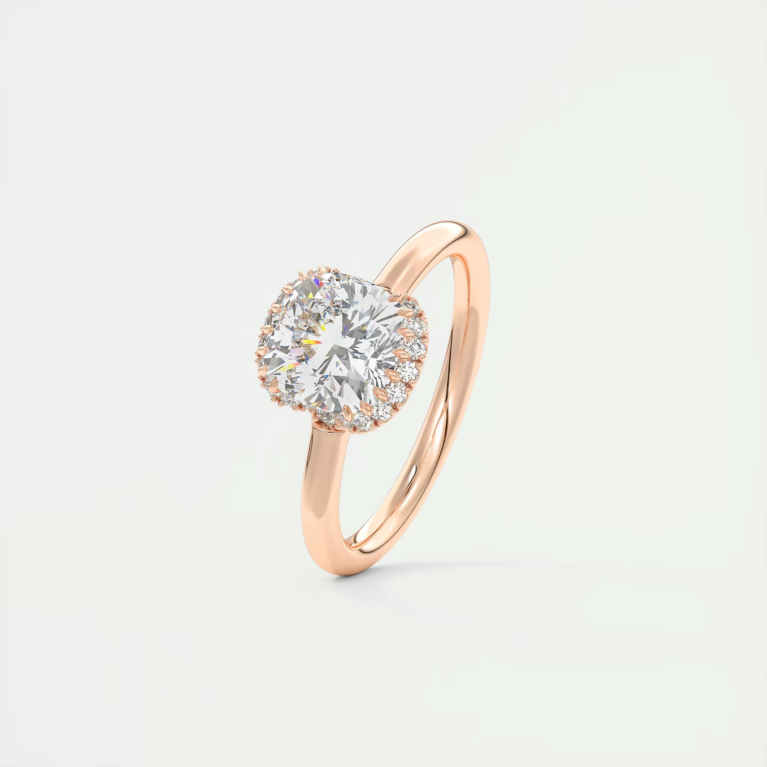 2.10 Ct The Center Stone Cushion Flush Stacking Half Halo Solitaire Ring