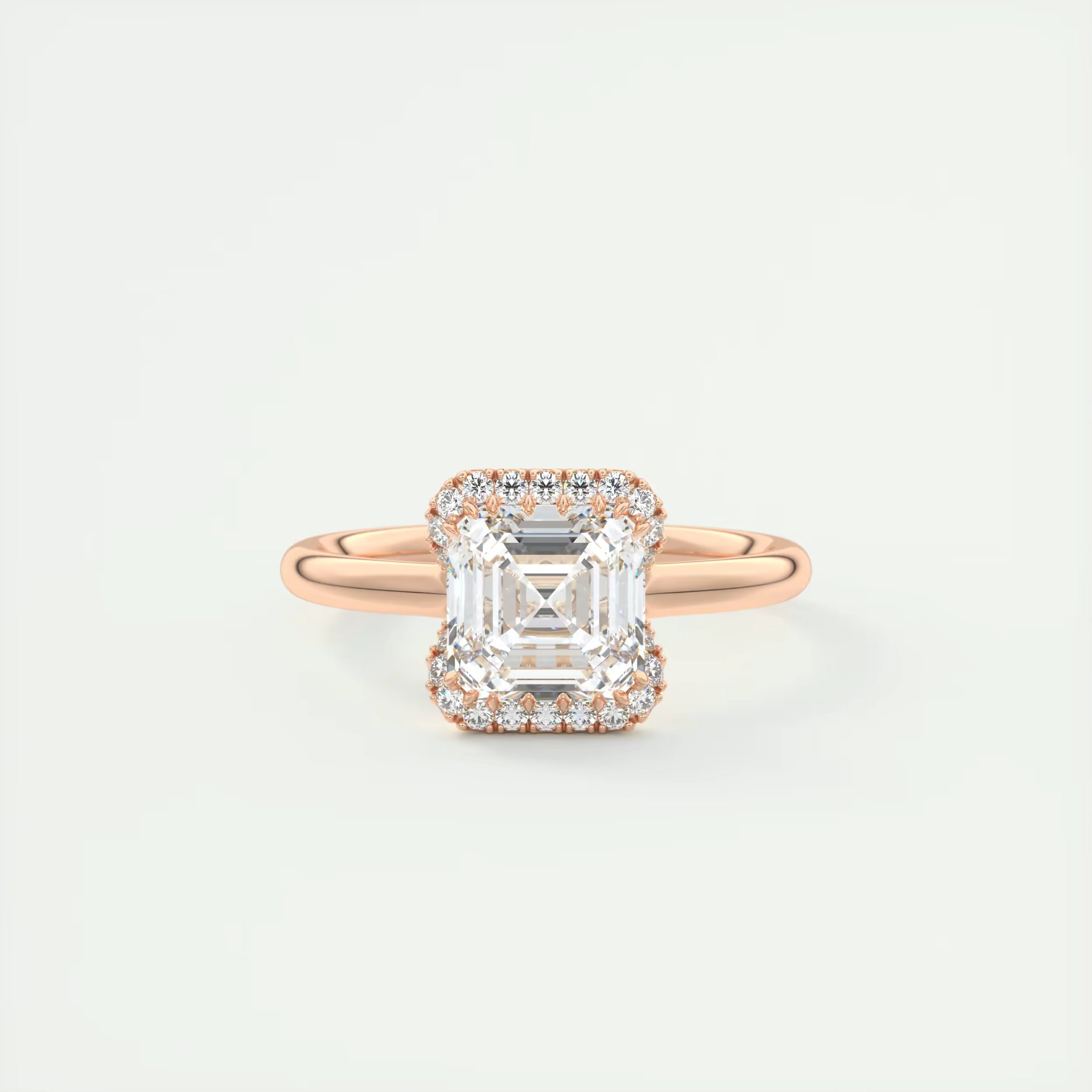 2.15 Ct The Crescent Asscher Flush Stacking Half Halo Solitaire