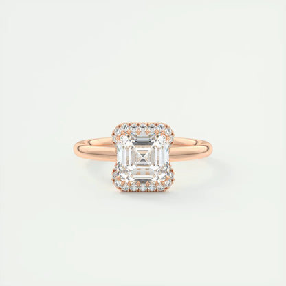 2.15 Ct The Crescent Asscher Flush Stacking Half Halo Solitaire