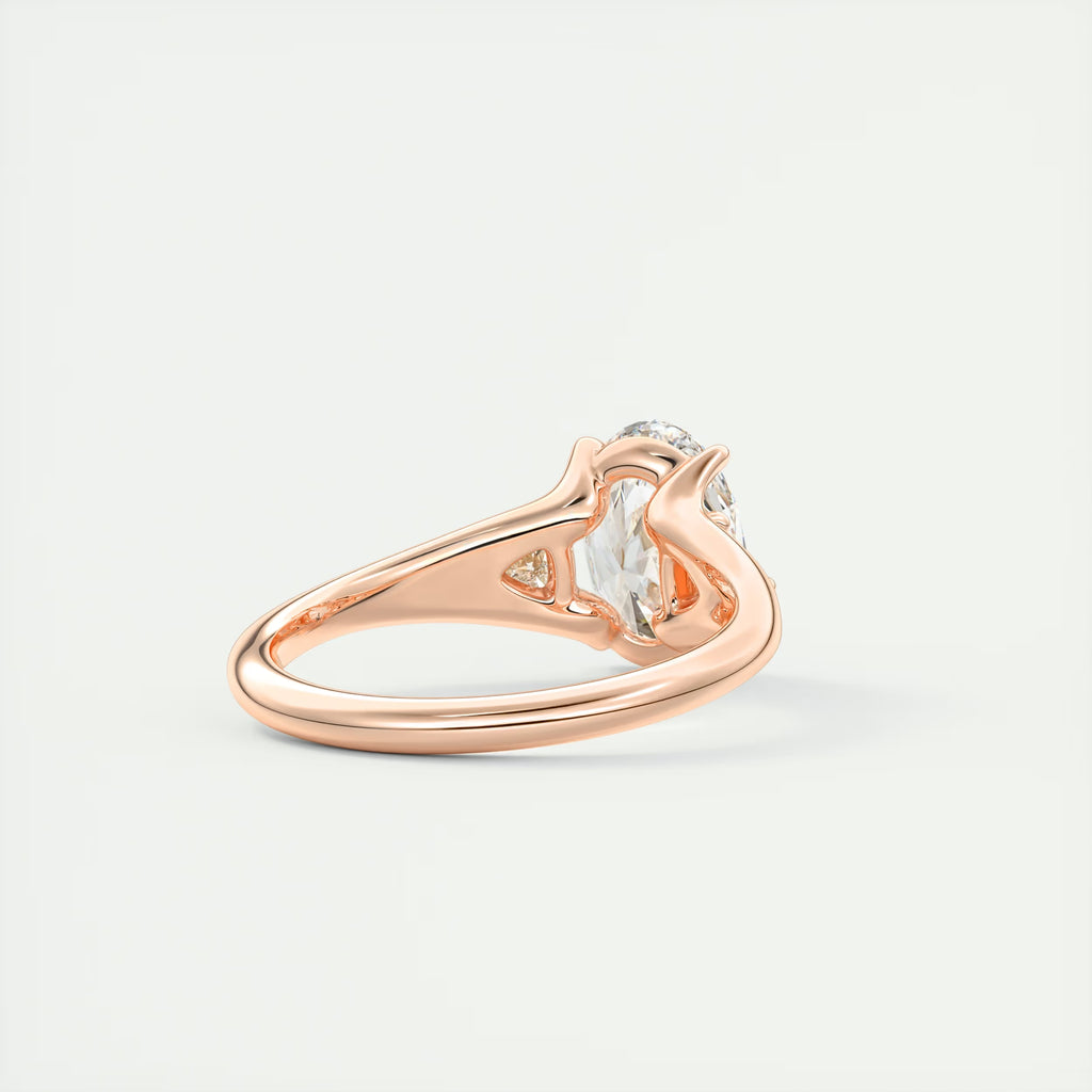 2.30 Ct The Center Stone Oval  & Side Stone Trilliant Split Shank Three Stone Engagement Rings