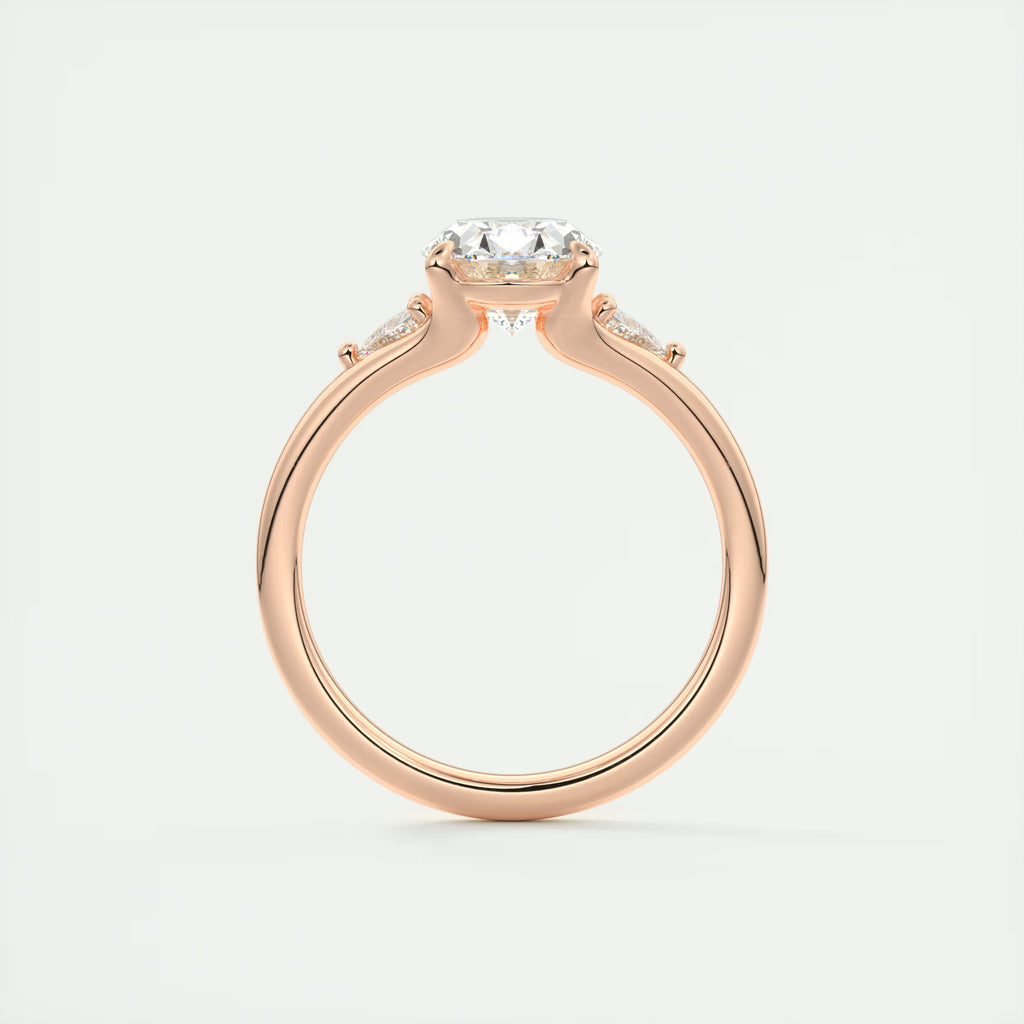 2.30 Ct The Center Stone Oval  & Side Stone Trilliant Split Shank Three Stone Engagement Rings