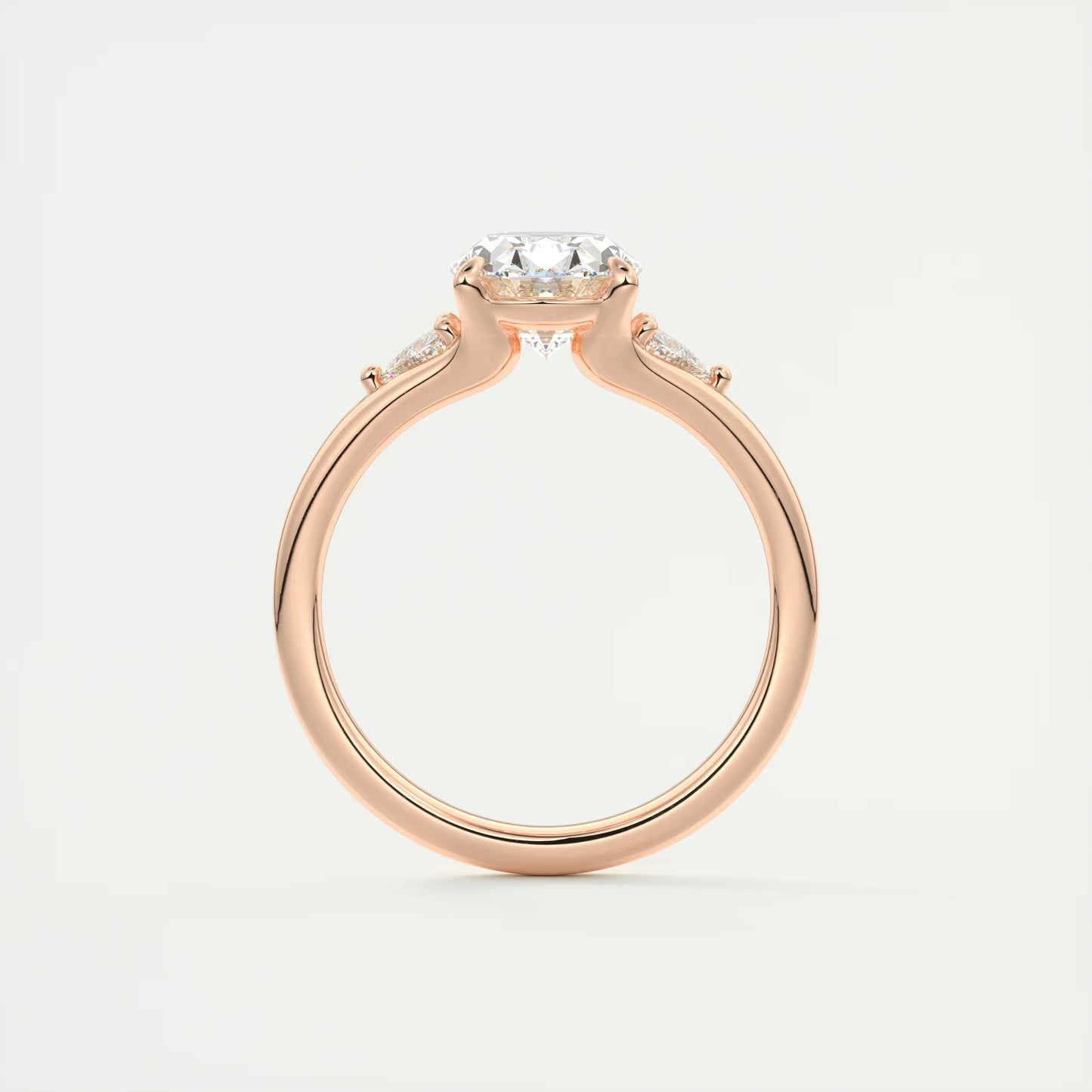 2.30 Ct The Symphony Oval  & Trilliant Split Shank Three Stone Engagement Rings