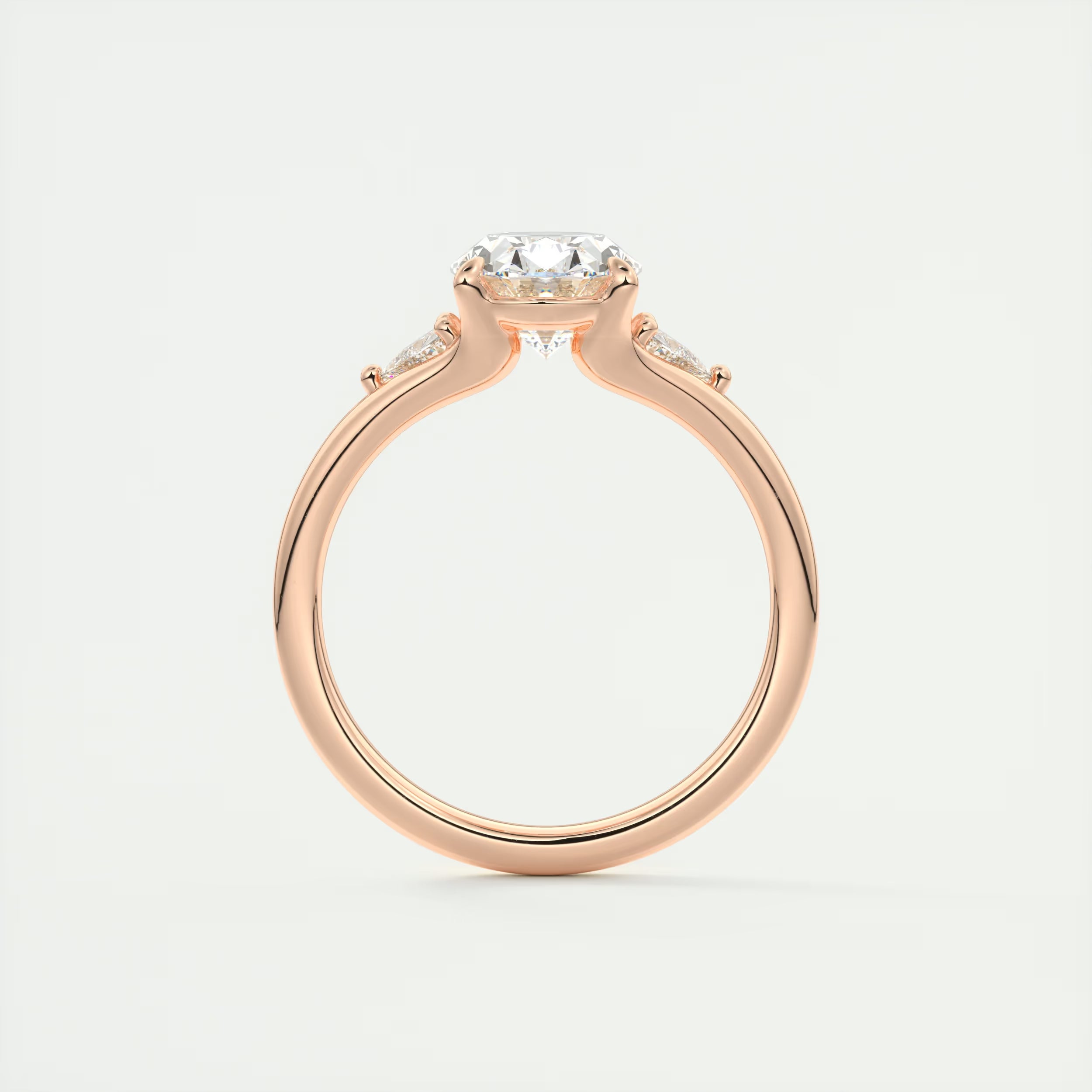 2.30 Ct The Center Stone Oval  & Side Stone Trilliant Split Shank Three Stone Engagement Rings