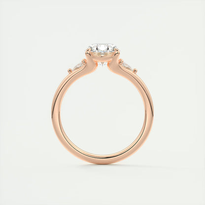 2.30 Ct The Symphony Oval  & Trilliant Split Shank Three Stone Engagement Rings