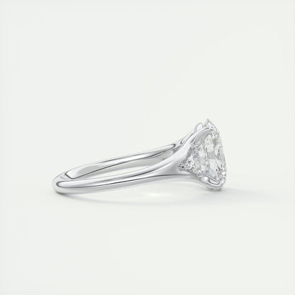 2.30 Ct The Symphony Oval  & Trilliant Split Shank Three Stone Engagement Rings