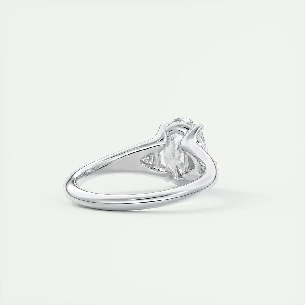 2.30 Ct The Center Stone Oval  & Side Stone Trilliant Split Shank Three Stone Engagement Rings