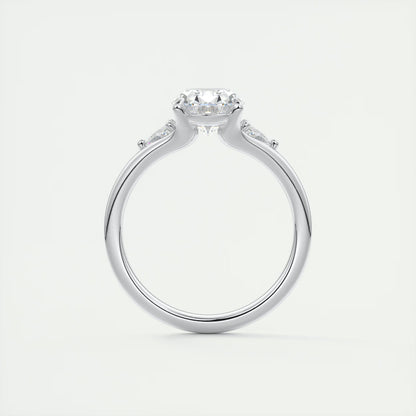 2.30 Ct The Symphony Oval  & Trilliant Split Shank Three Stone Engagement Rings