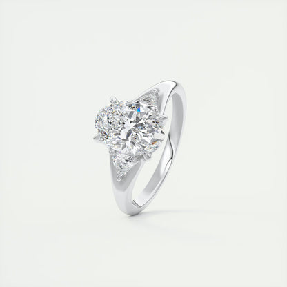 2.30 Ct The Symphony Oval  & Trilliant Split Shank Three Stone Engagement Rings