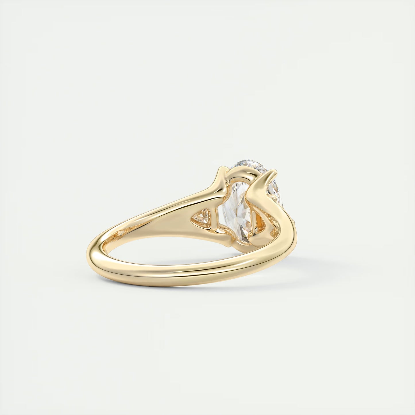 2.30 Ct The Symphony Oval  & Trilliant Split Shank Three Stone Engagement Rings