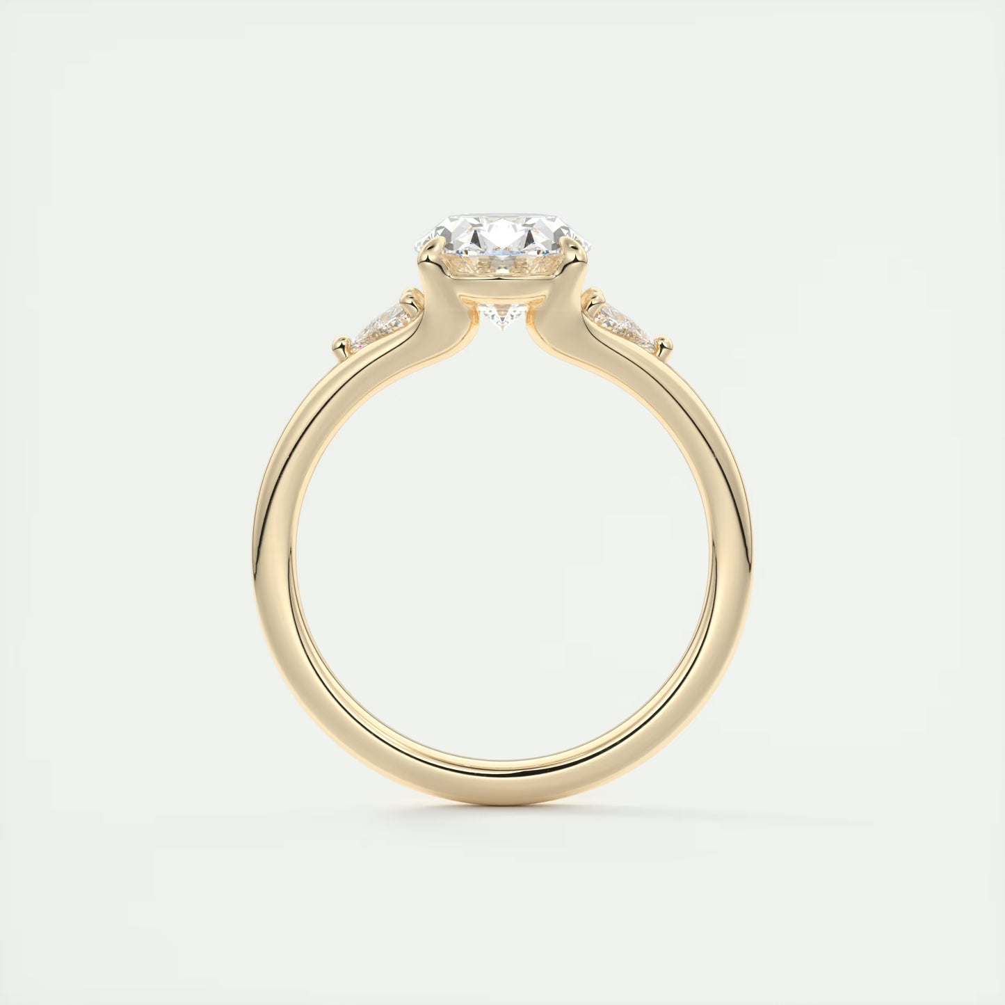 2.30 Ct The Symphony Oval  & Trilliant Split Shank Three Stone Engagement Rings