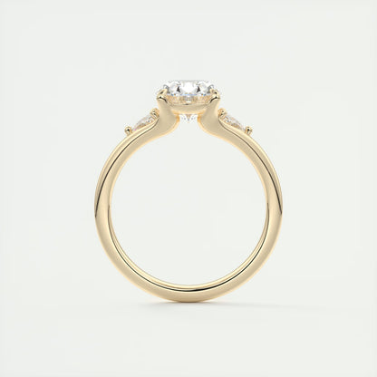 2.30 Ct The Symphony Oval  & Trilliant Split Shank Three Stone Engagement Rings