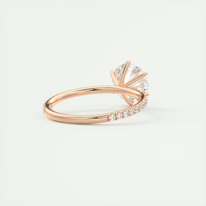 2.30 Ct Harper Pavé Round Center with 1.5mm French Set Pavé six claw prongs Ring