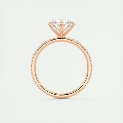 2.30 Ct Harper Pavé Round Center with 1.5mm French Set Pavé six claw prongs Ring