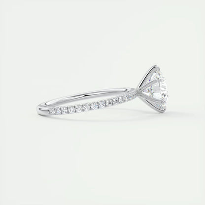 2.30 Ct Harper Pavé Round Center with 1.5mm French Set Pavé six claw prongs Ring