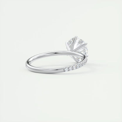 2.30 Ct Harper Pavé Round Center with 1.5mm French Set Pavé six claw prongs Ring