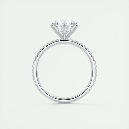 2.30 Ct Harper Pavé Round Center with 1.5mm French Set Pavé six claw prongs Ring