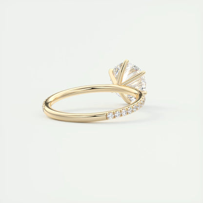 2.30 Ct Harper Pavé Round Center with 1.5mm French Set Pavé six claw prongs Ring