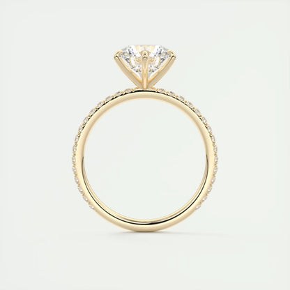 2.30 Ct Harper Pavé Round Center with 1.5mm French Set Pavé six claw prongs Ring