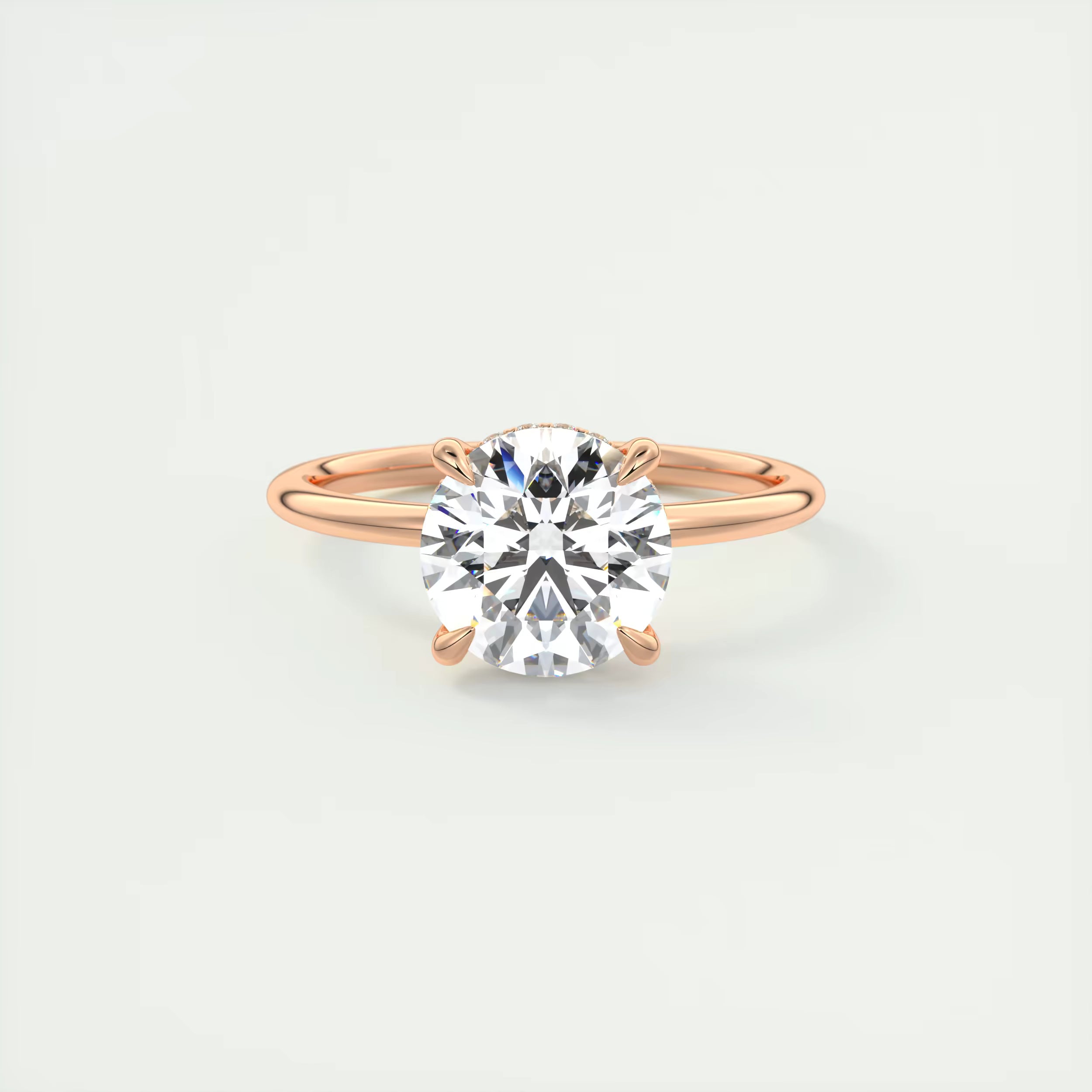 2.50 Ct Round Solitaire Ring with French set Hidden Halo Engagement Rings