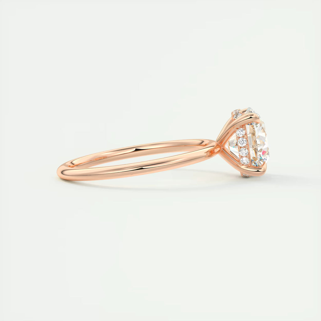 2.50 Ct Round Solitaire Ring with French set Hidden Halo Engagement Rings