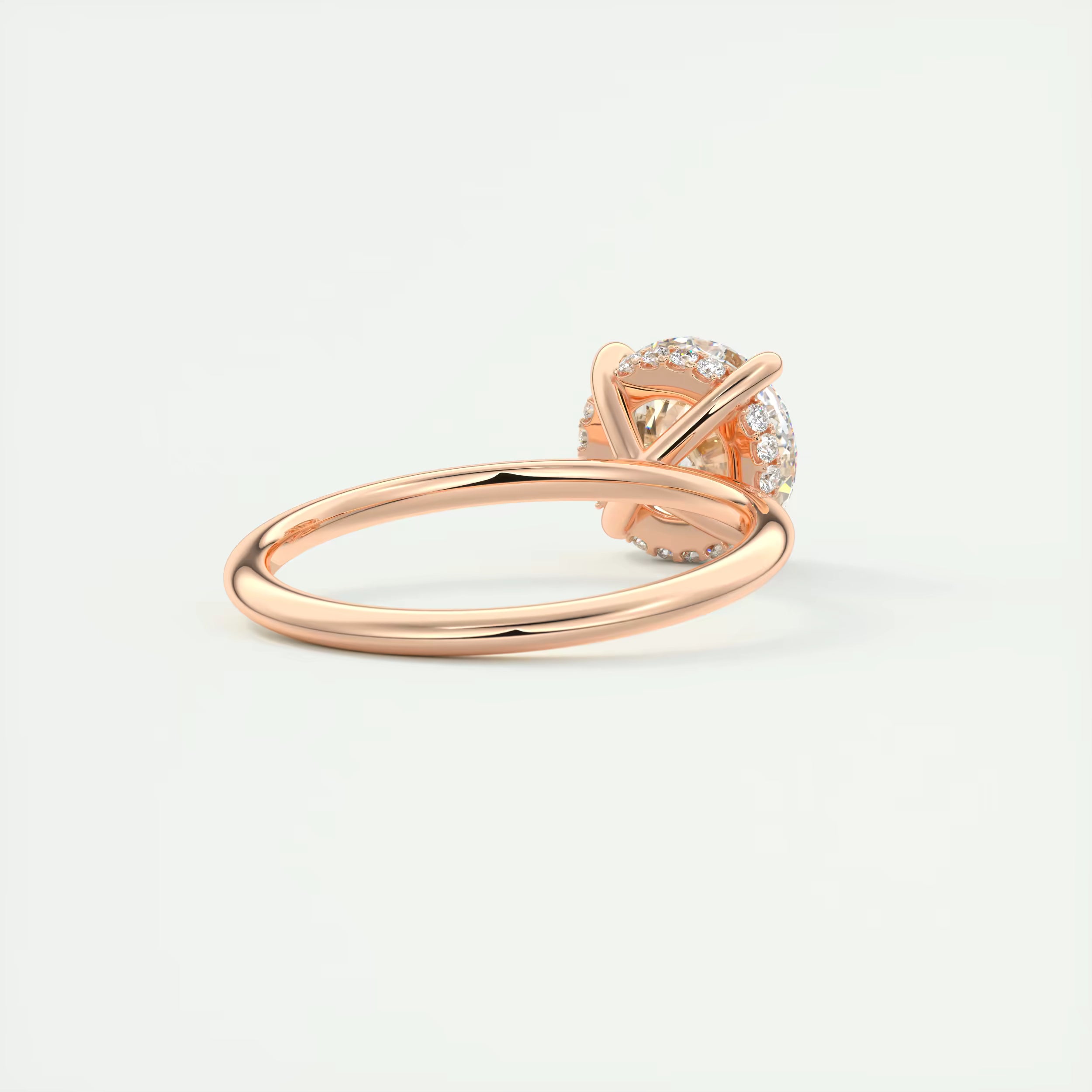 2.50 Ct Round Solitaire Ring with French set Hidden Halo Engagement Rings