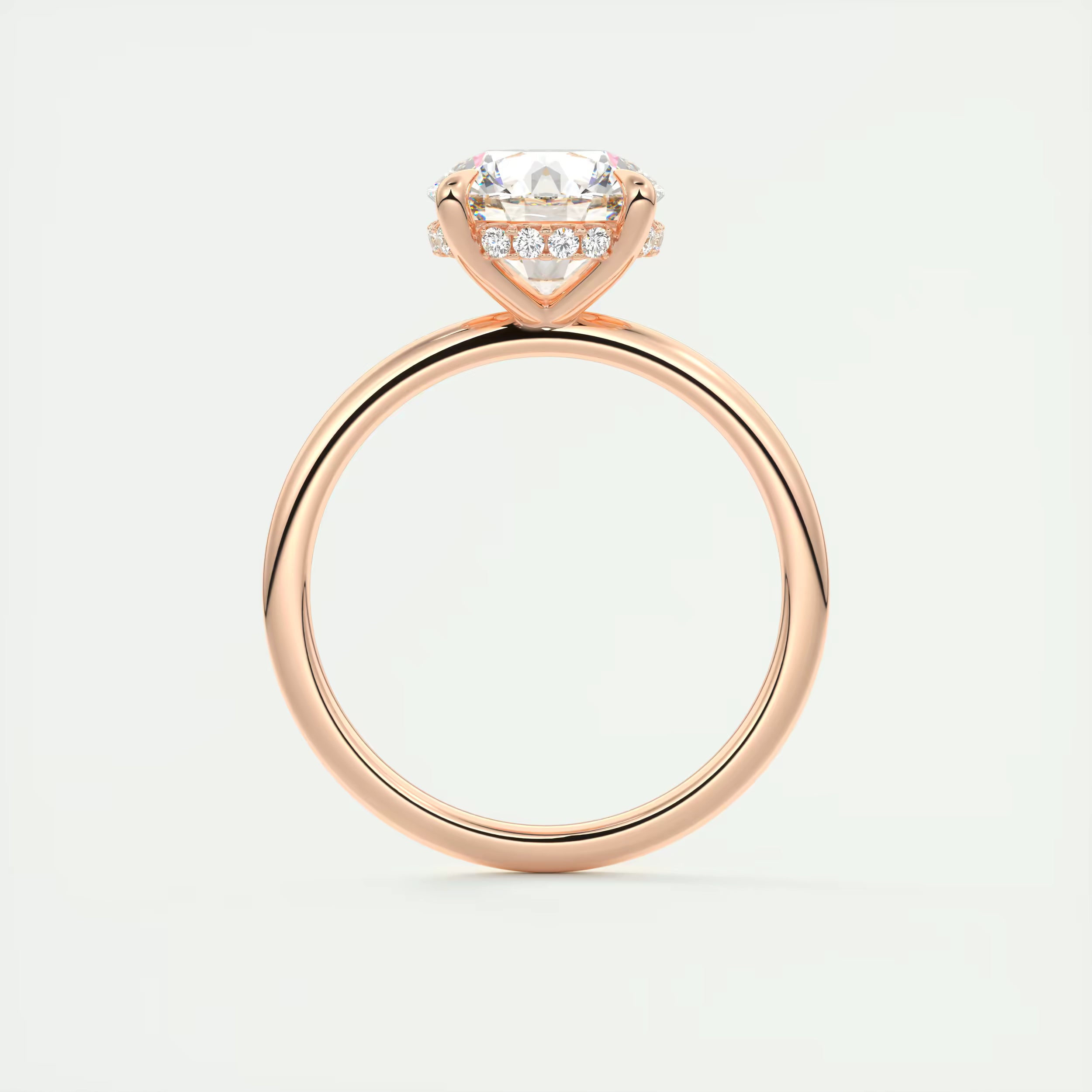 2.50 Ct Round Solitaire Ring with French set Hidden Halo Engagement Rings