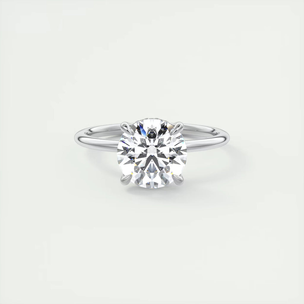 2.50 Ct Round Solitaire Ring with French set Hidden Halo Engagement Rings