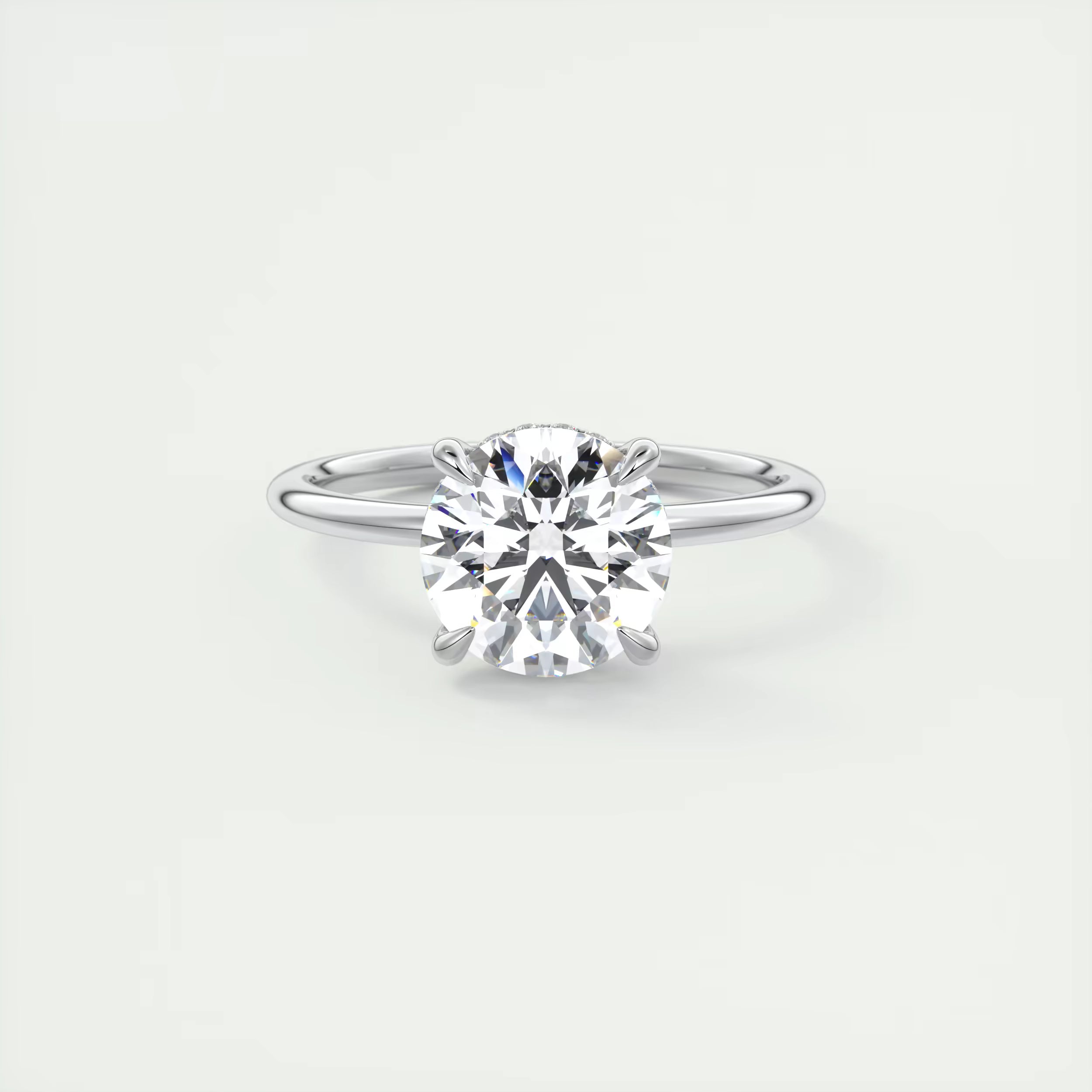 2.50 Ct Round Solitaire Ring with French set Hidden Halo Engagement Rings