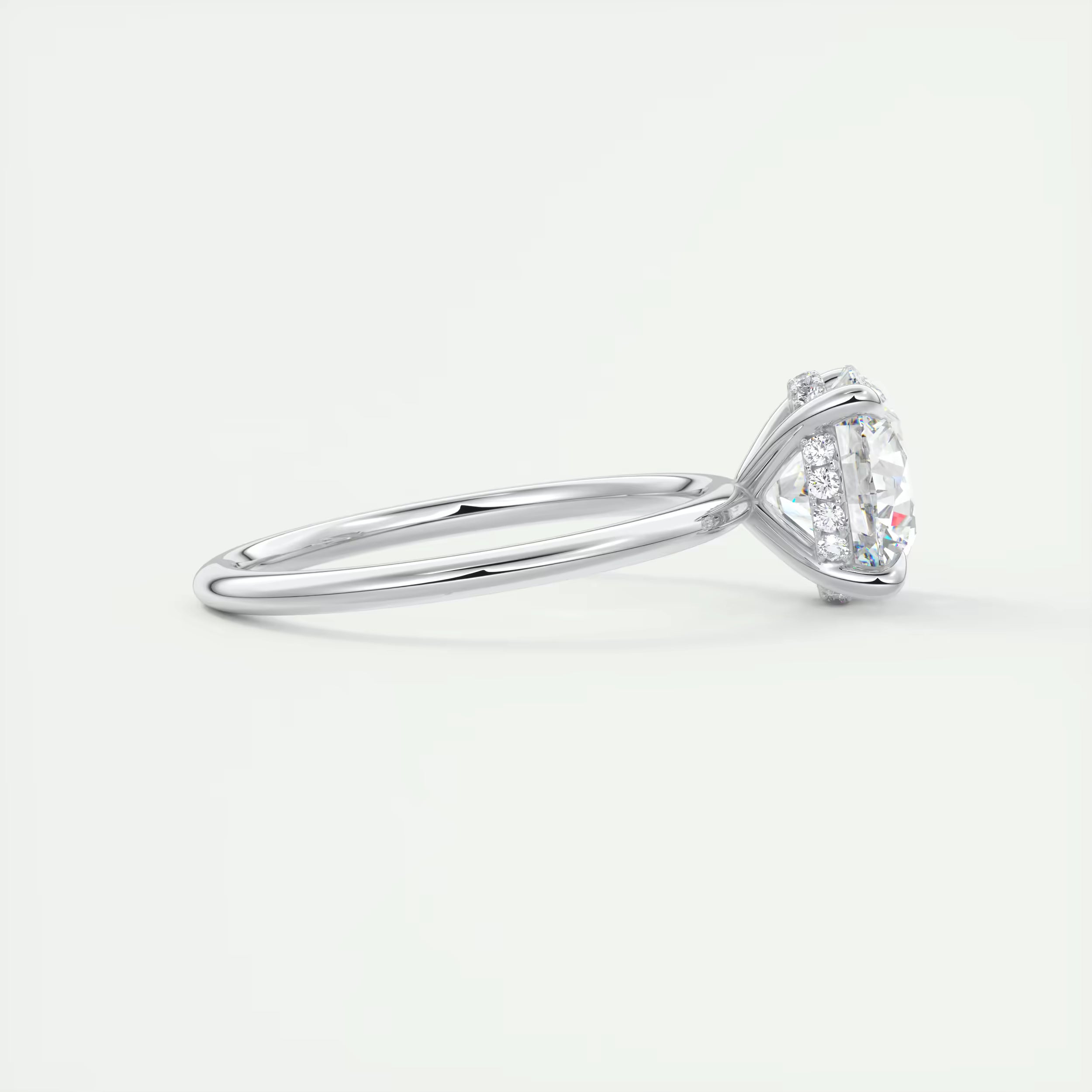 2.50 Ct Round Solitaire Ring with French set Hidden Halo Engagement Rings