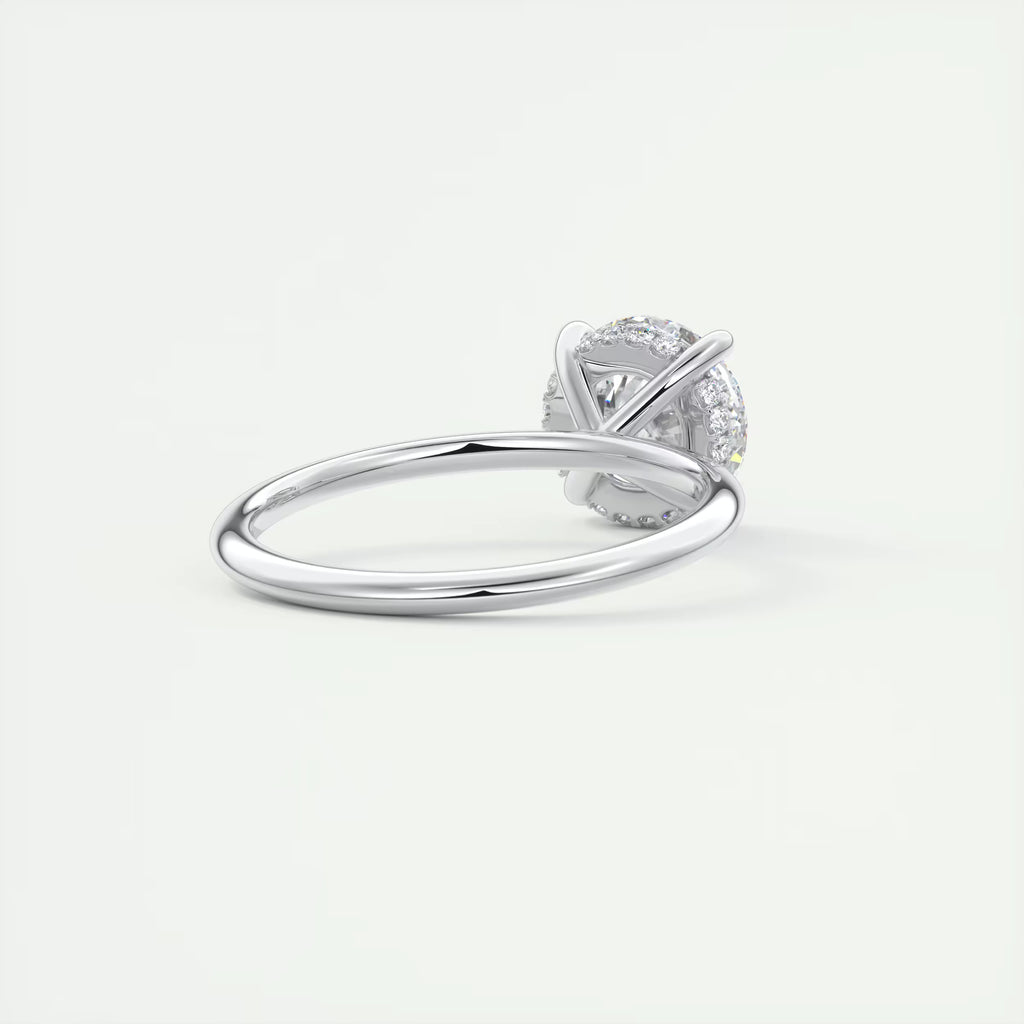 2.50 Ct Round Solitaire Ring with French set Hidden Halo Engagement Rings