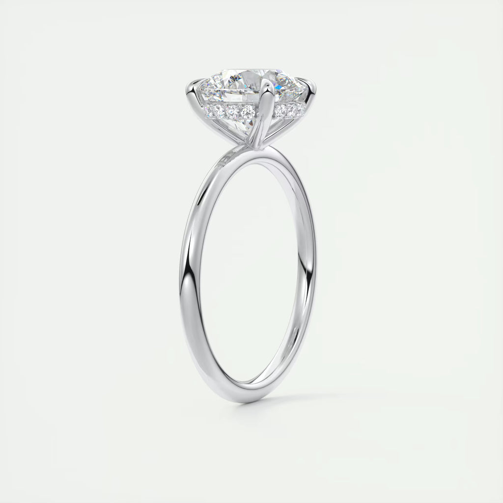 2.50 Ct Round Solitaire Ring with French set Hidden Halo Engagement Rings