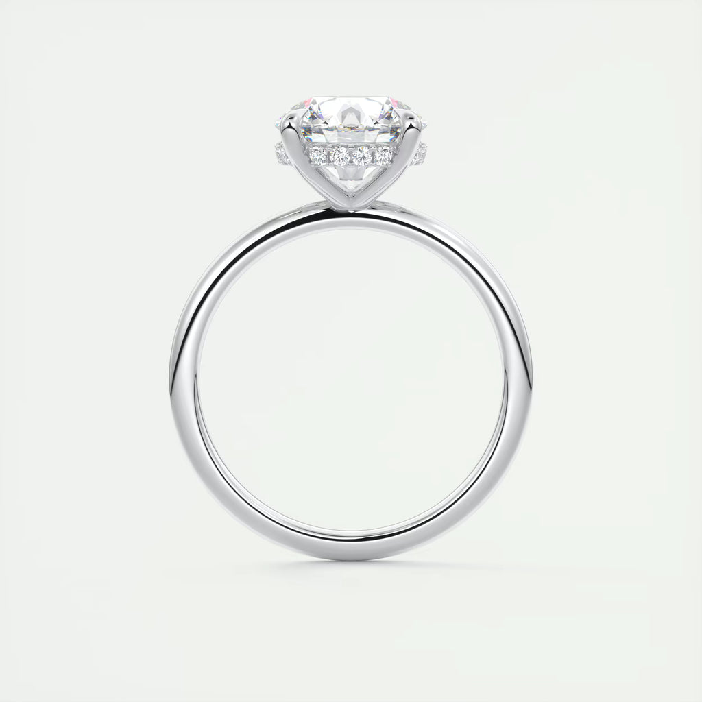 2.50 Ct Round Solitaire Ring with French set Hidden Halo Engagement Rings