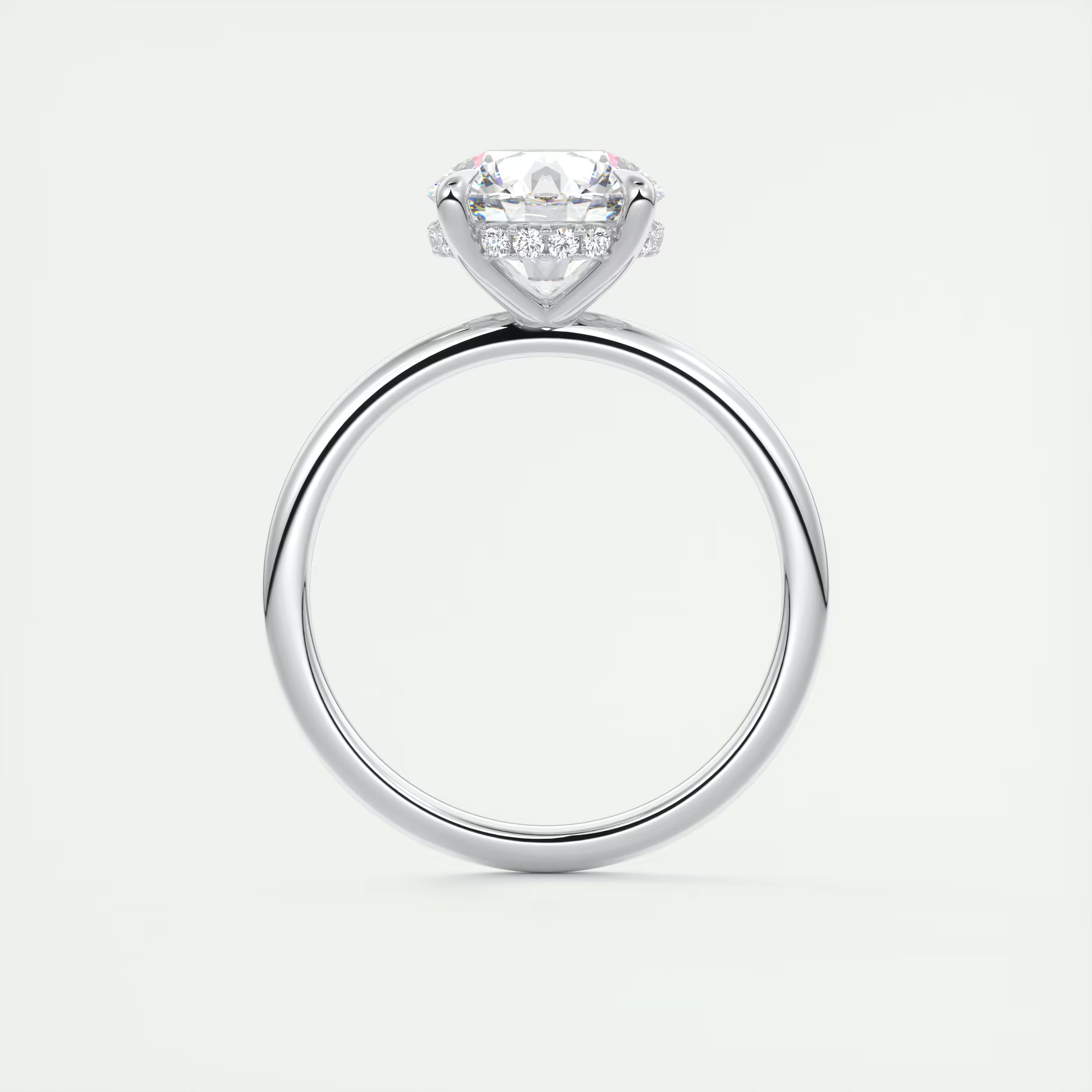 2.50 Ct Round Solitaire Ring with French set Hidden Halo Engagement Rings