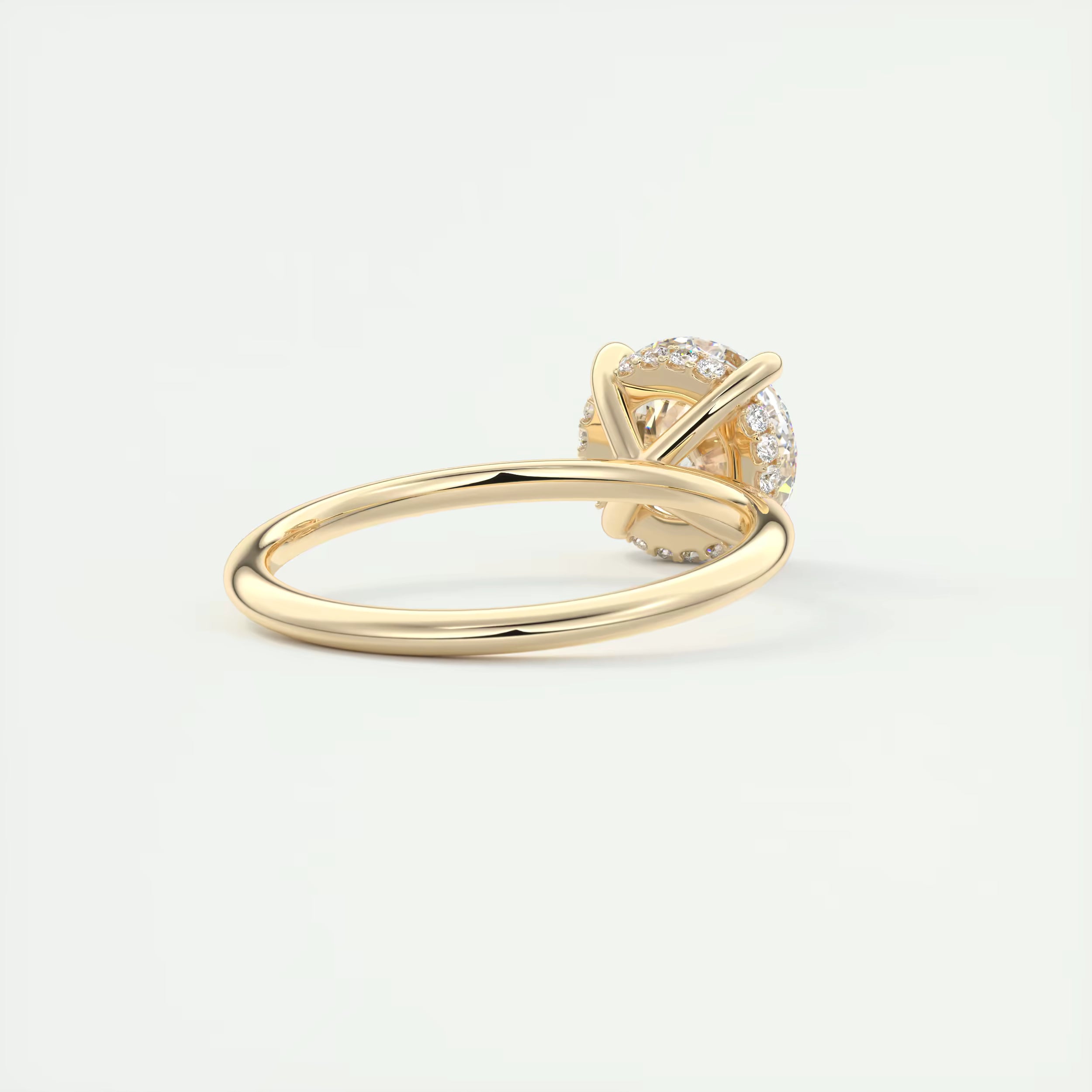 2.50 Ct Round Solitaire Ring with French set Hidden Halo Engagement Rings