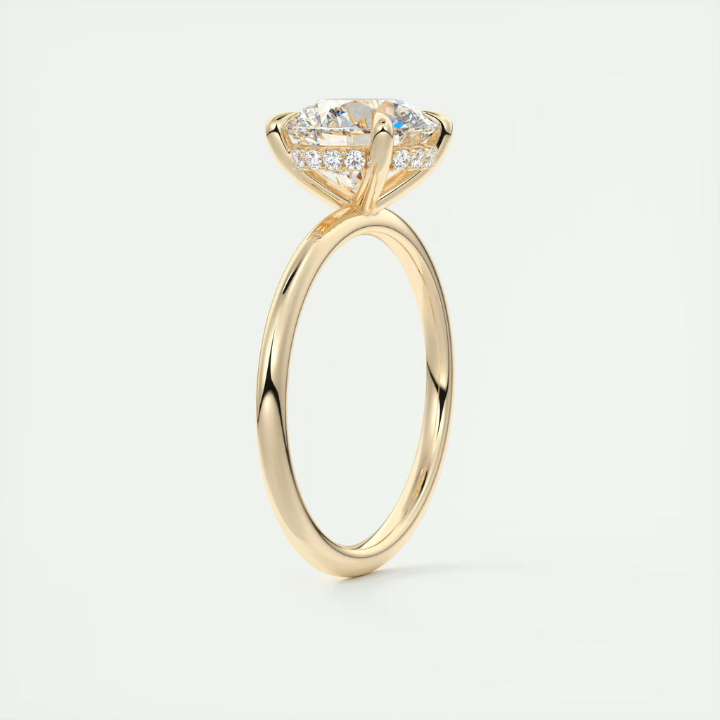 2.50 Ct Round Solitaire Ring with French set Hidden Halo Engagement Rings