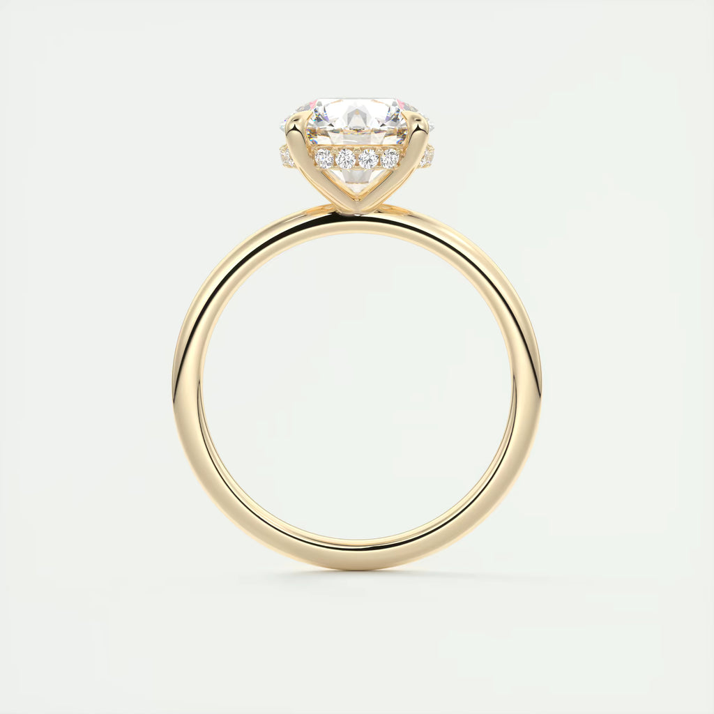 2.50 Ct Round Solitaire Ring with French set Hidden Halo Engagement Rings