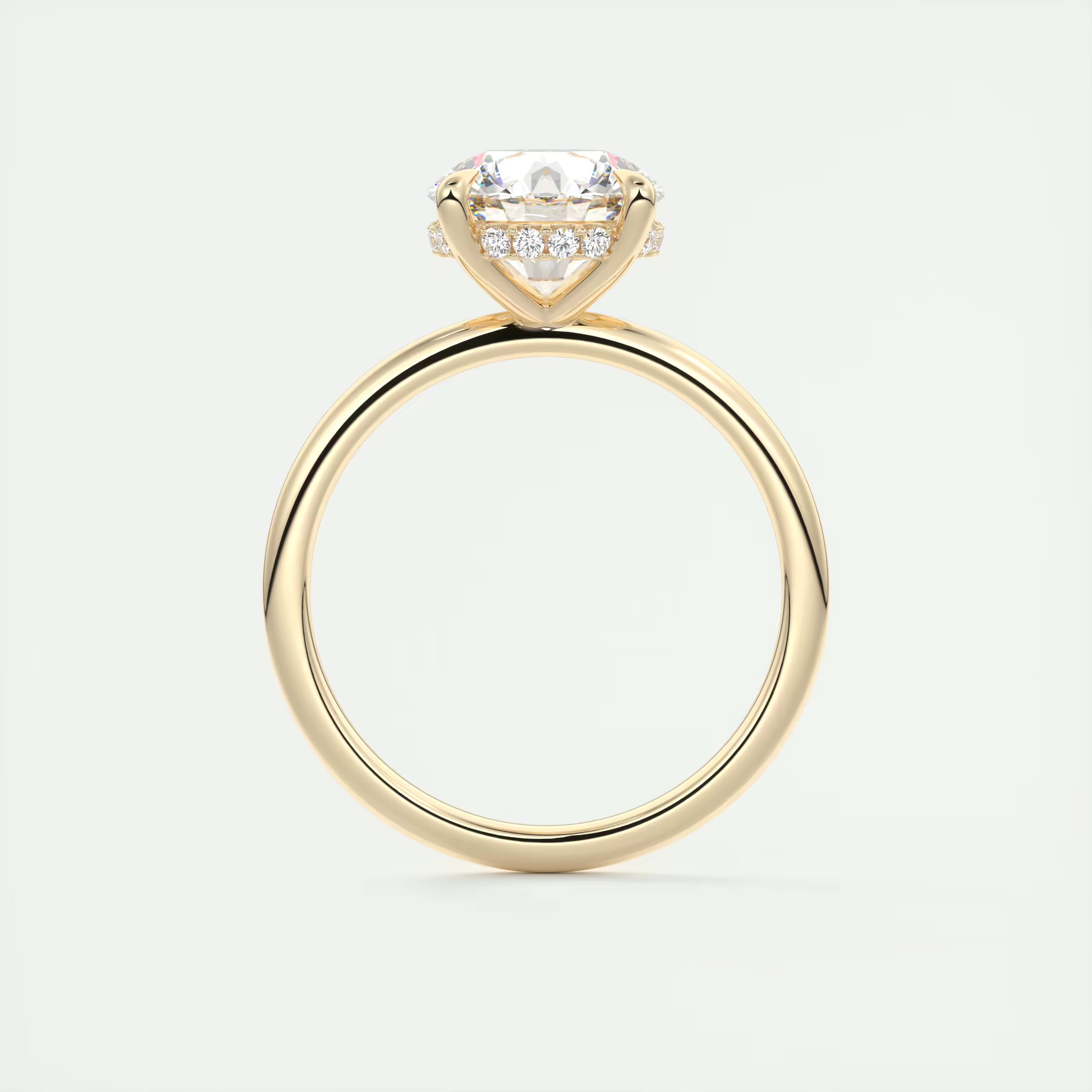 2.50 Ct Round Solitaire Ring with French set Hidden Halo Engagement Rings