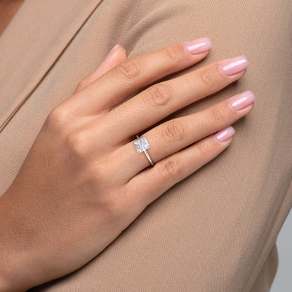 2.50 Ct In Asscher Bardot Scallop Engagement Ring