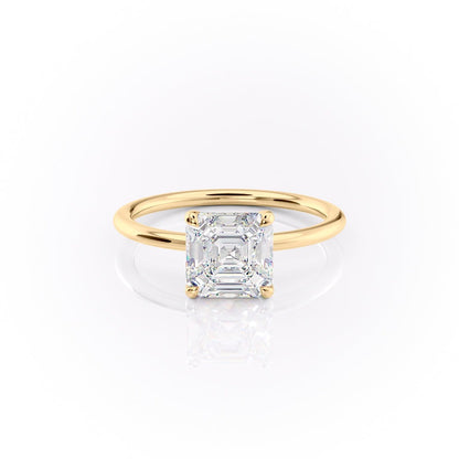 2.50 Ct In Asscher Bardot Scallop Engagement Ring