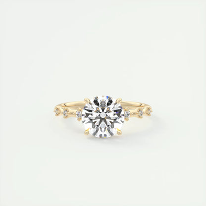 5-6 GM Round Solitaire Vintage Style Engagement Ring