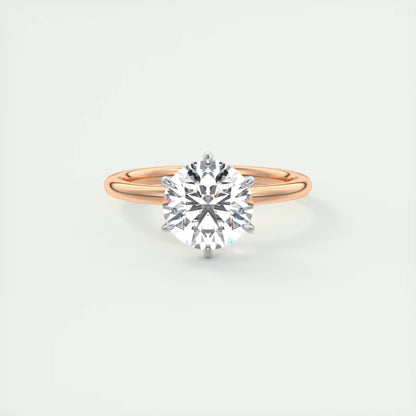 2.00 Ct Round Solitaire Ring, Classic Comfort Fit Engagement Rings
