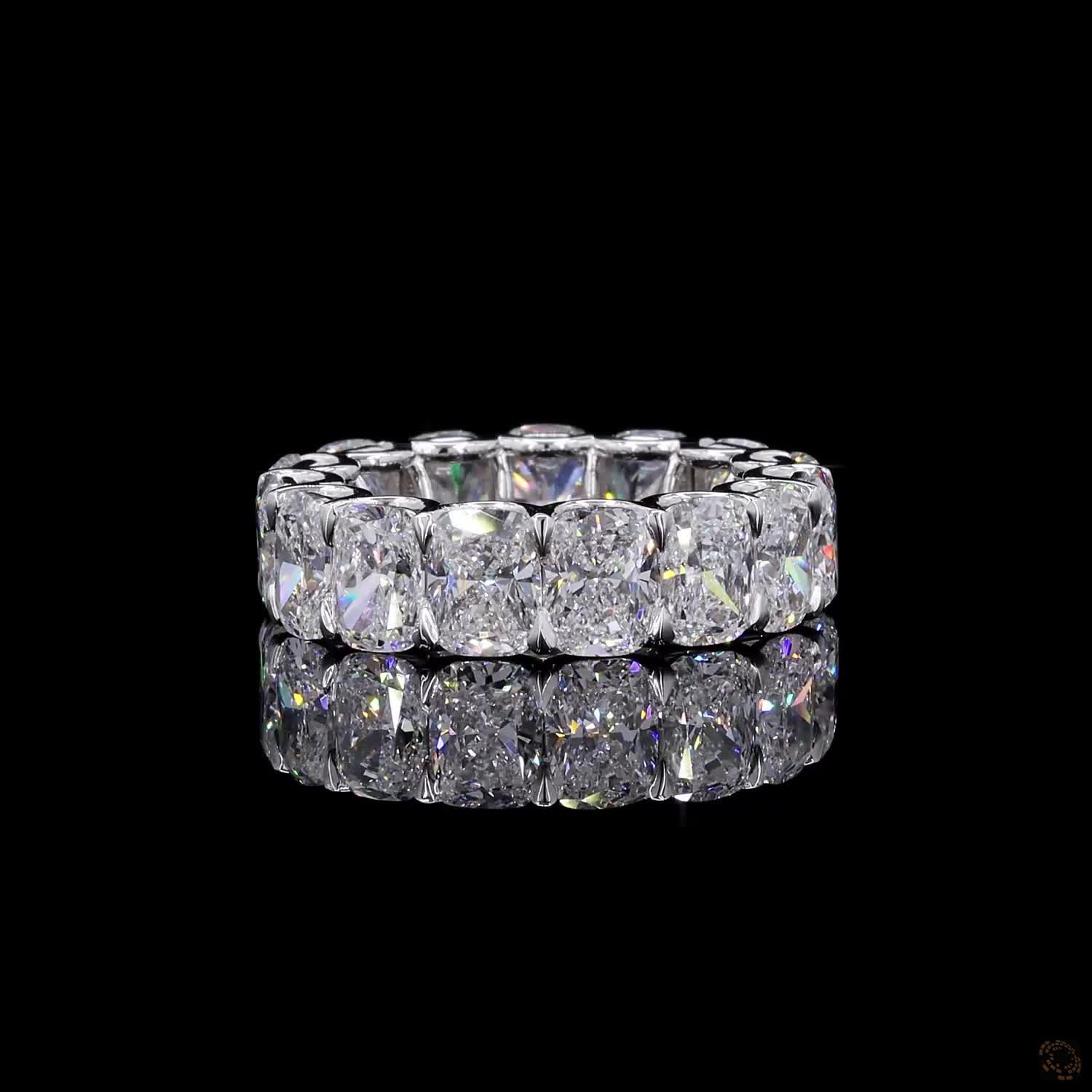 10.62 Ct Cushion Cut Diamond Eternity Band in White Gold