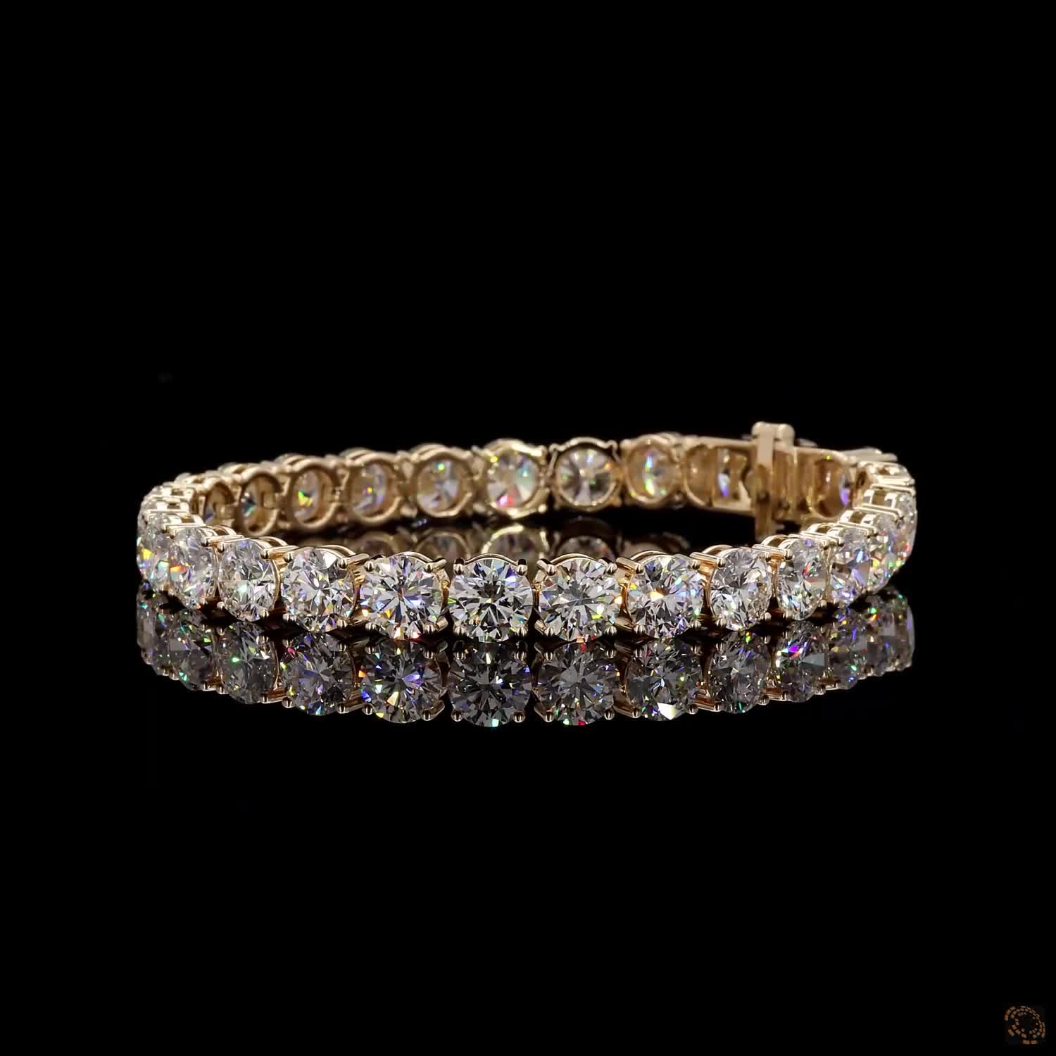 28.61 Ct Round Cut Lab Grown Diamond Tennis Bracelet