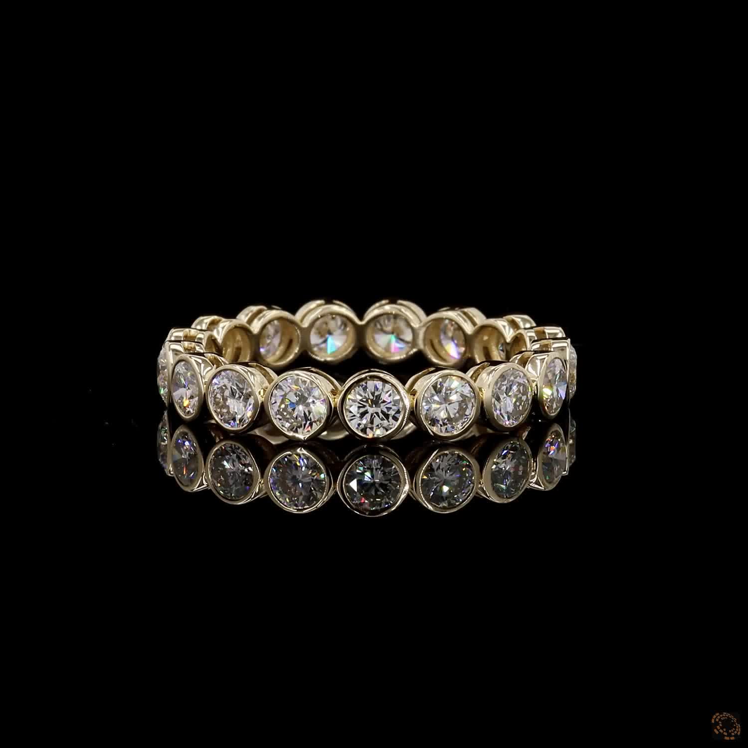1.90 Ct Round Cut Diamond Bezel Eternity Band – 14K Yellow Gold Floating Bezel Wedding Ring